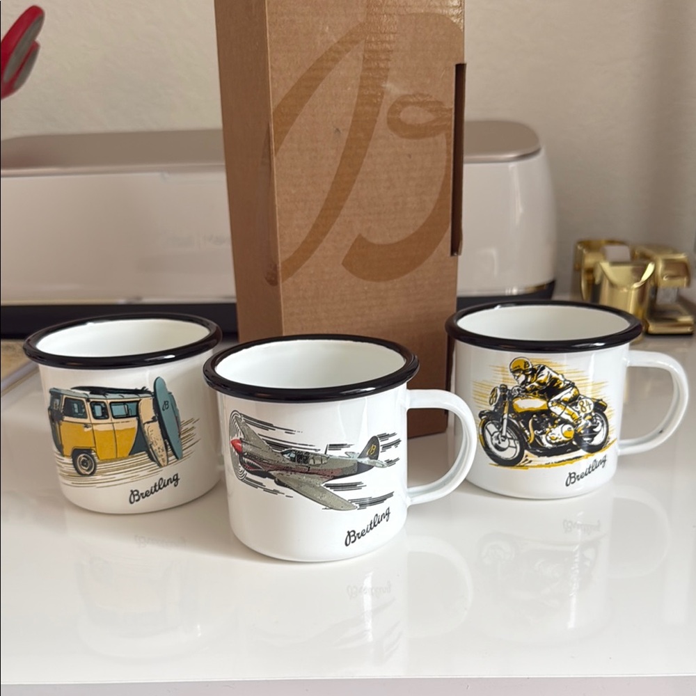 Breitling Watch 3 Piece Collector’s Cup Set in Box